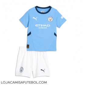 Camisa de Futebol Manchester City Ruben Dias #3 Equipamento Principal Infantil 2024-25 Manga Curta (+ Calças curtas)